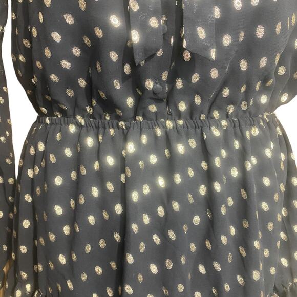 NWT Nanette Lepore black long sleeve dress with gold dots - Size 8 - Picture 4 of 13
